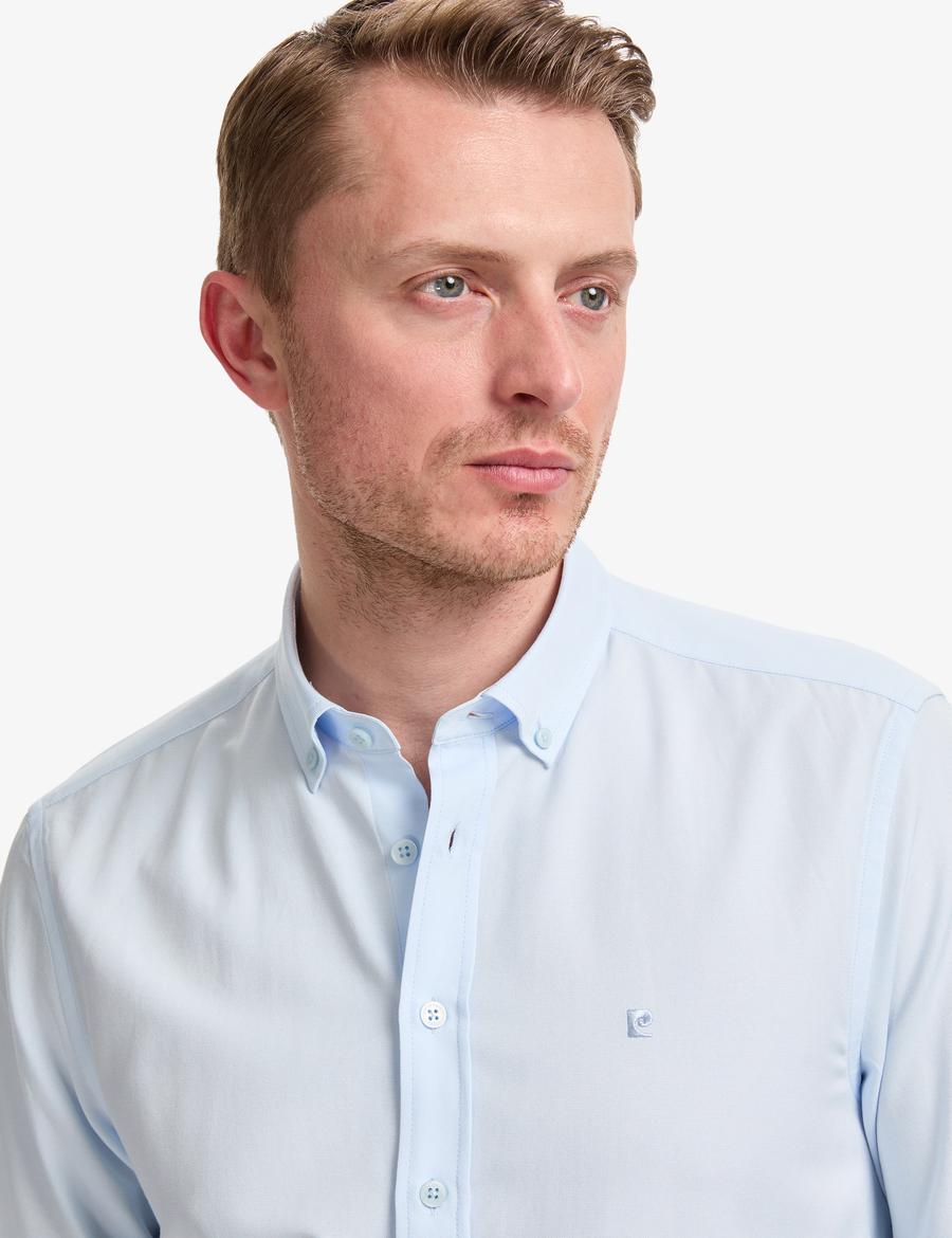 Açık Mavi Oxford Slim Fit Kolay Ütülenebilir Gömlek