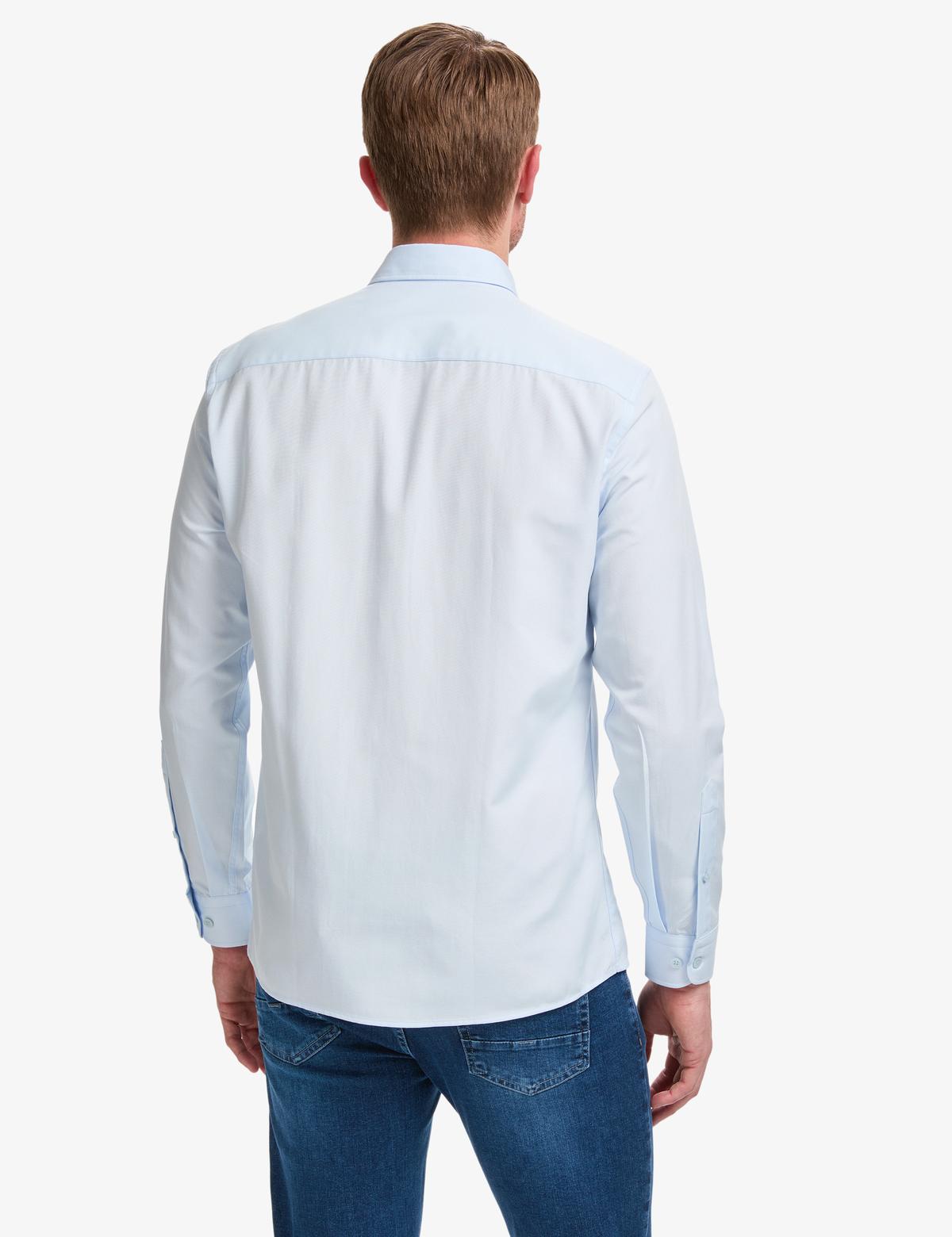 Açık Mavi Oxford Slim Fit Kolay Ütülenebilir Gömlek - 50325365014