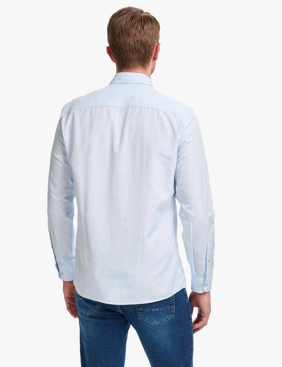 Açık Mavi Oxford Slim Fit Kolay Ütülenebilir Gömlek