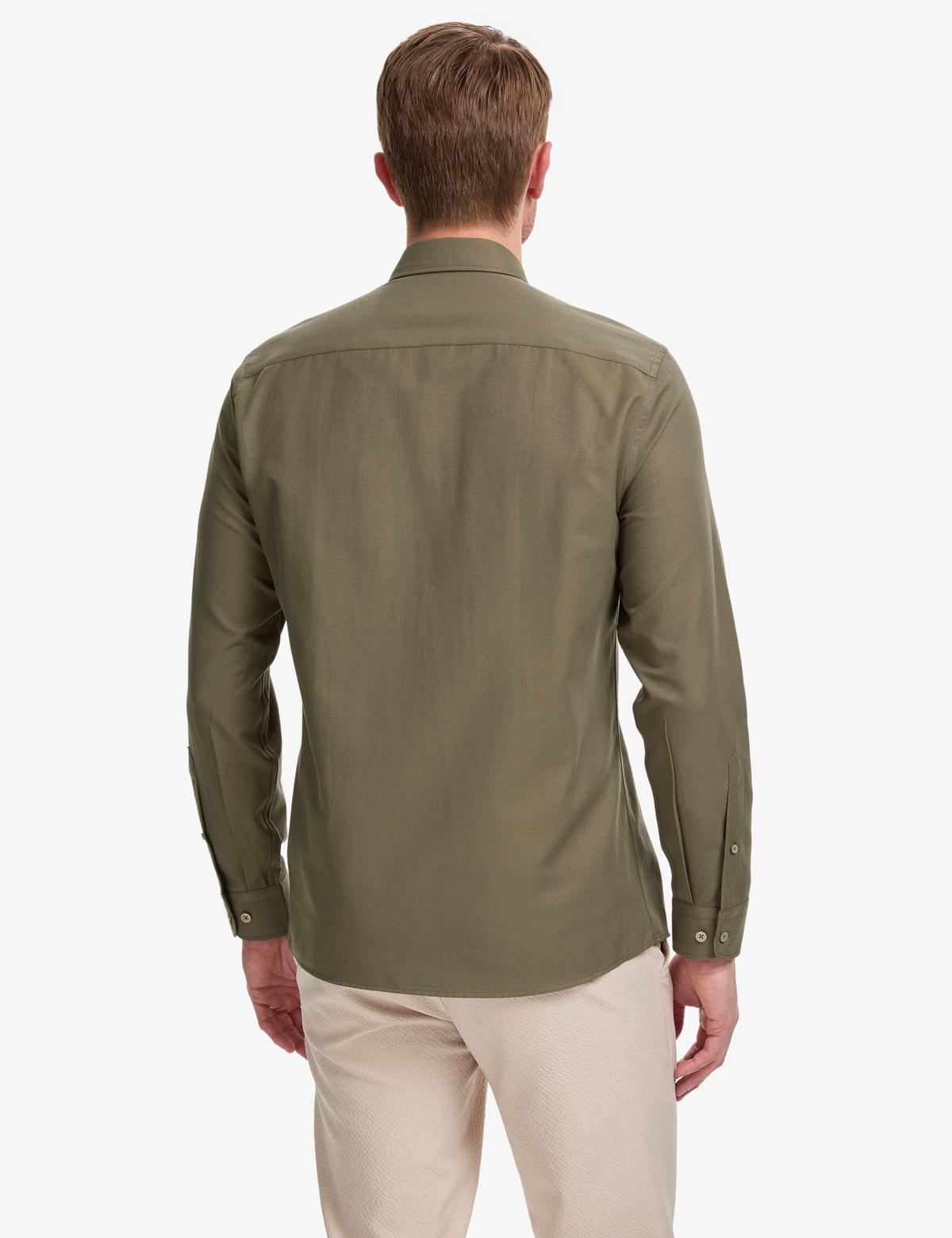 Haki Oxford Slim Fit Kolay Ütülenebilir Gömlek - 50325365078