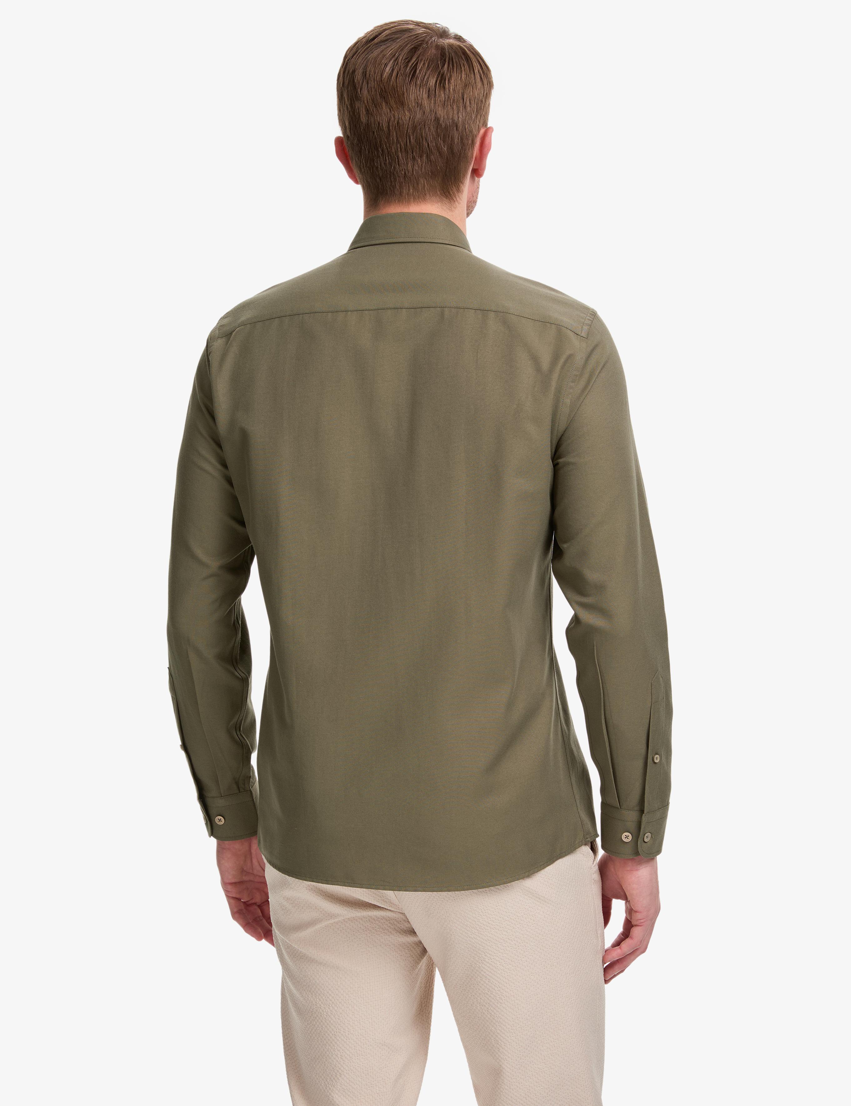 Haki Oxford Slim Fit Kolay Ütülenebilir Gömlek