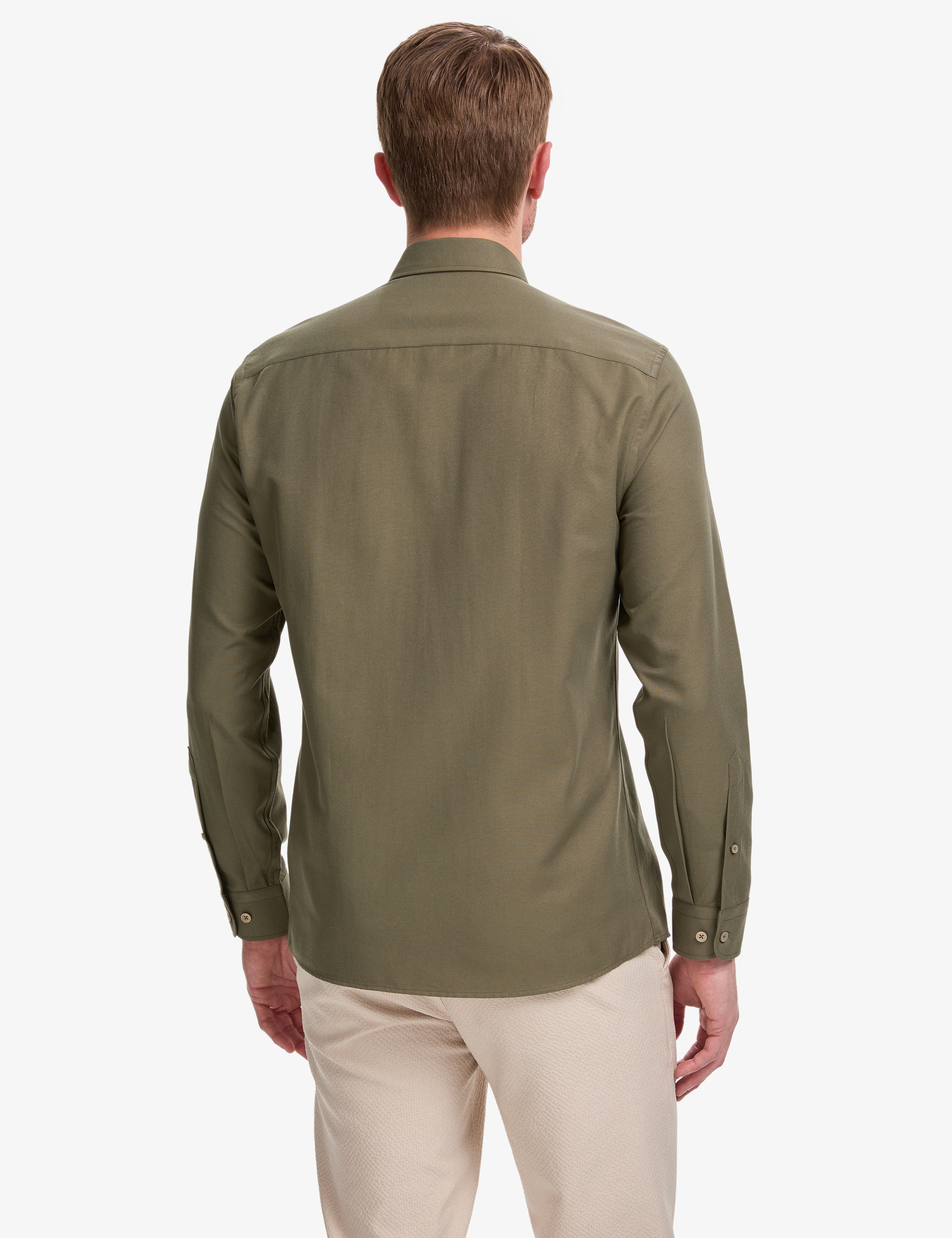 Haki Oxford Slim Fit Kolay Ütülenebilir Gömlek