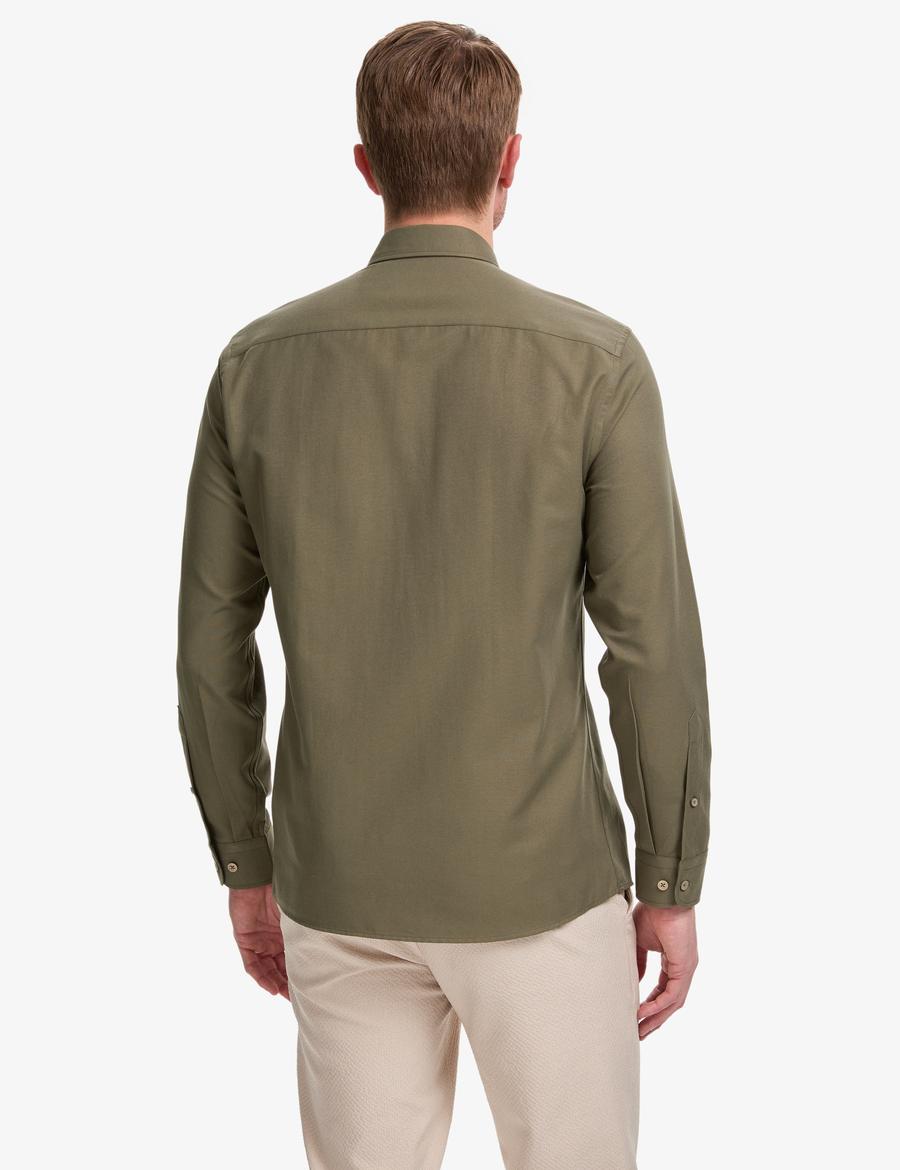 Haki Oxford Slim Fit Kolay Ütülenebilir Gömlek