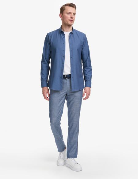 Lacivert Oxford Slim Fit Kolay Ütülenebilir Gömlek - 50325365025