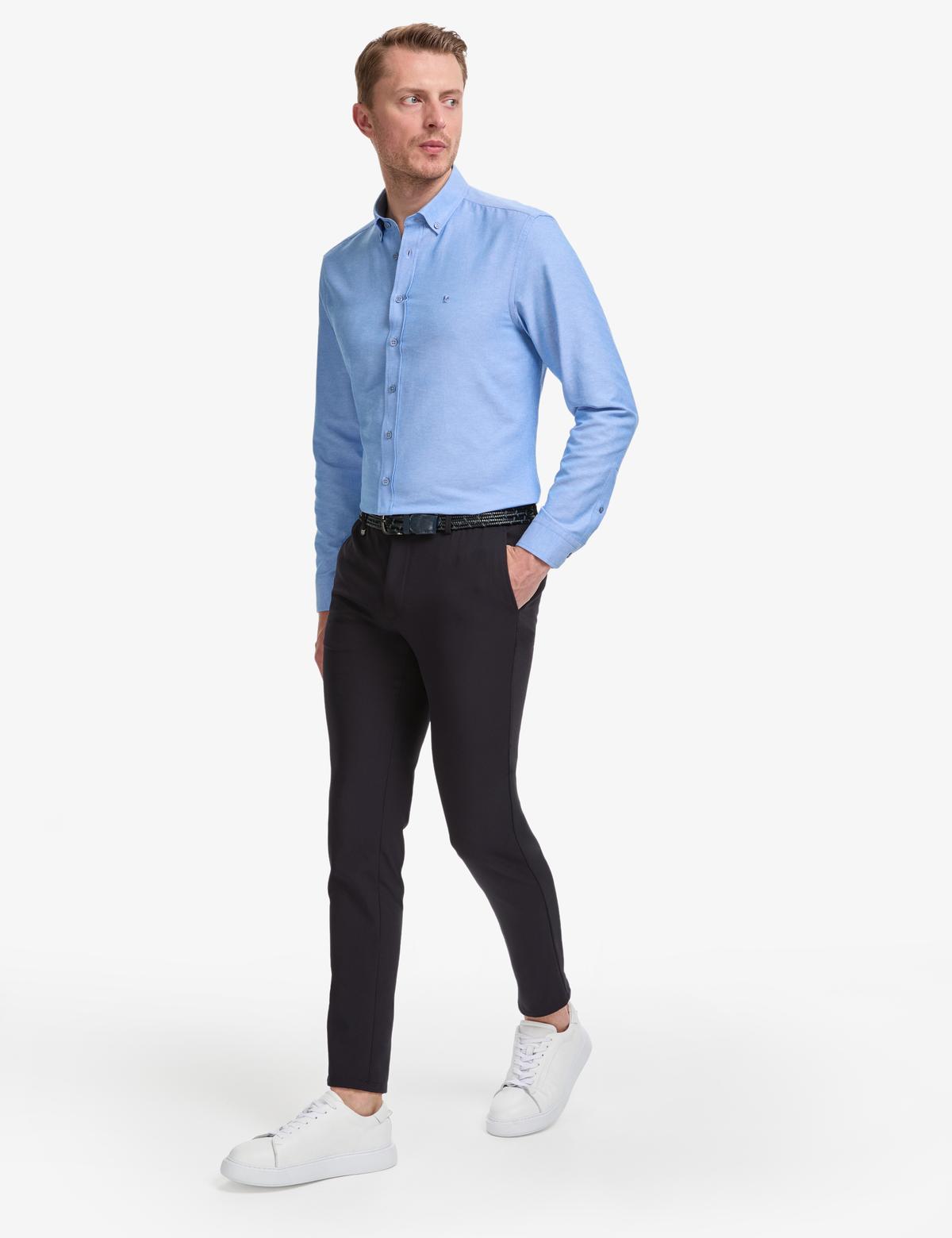 Mavi Oxford Slim Fit Kolay Ütülenebilir Gömlek - 50325365059