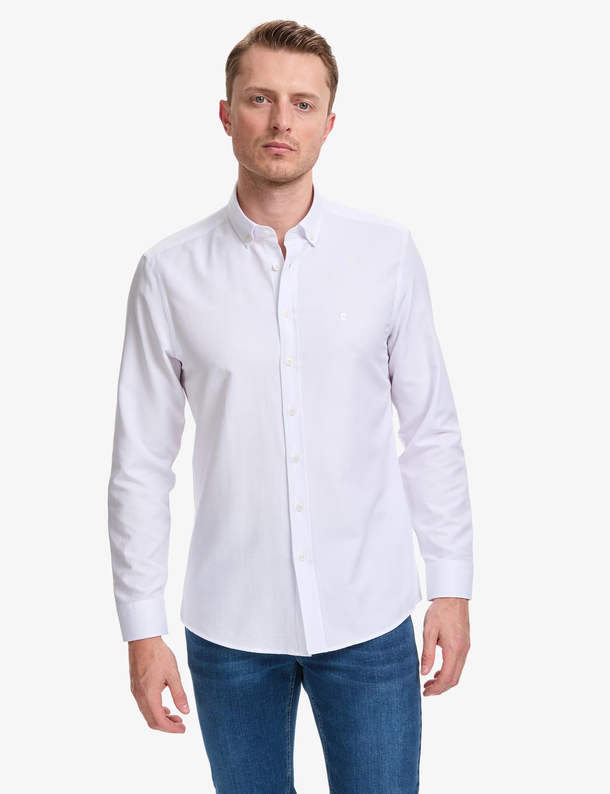 Beyaz Oxford Slim Fit Kolay Ütülenebilir Gömlek - 50325365008