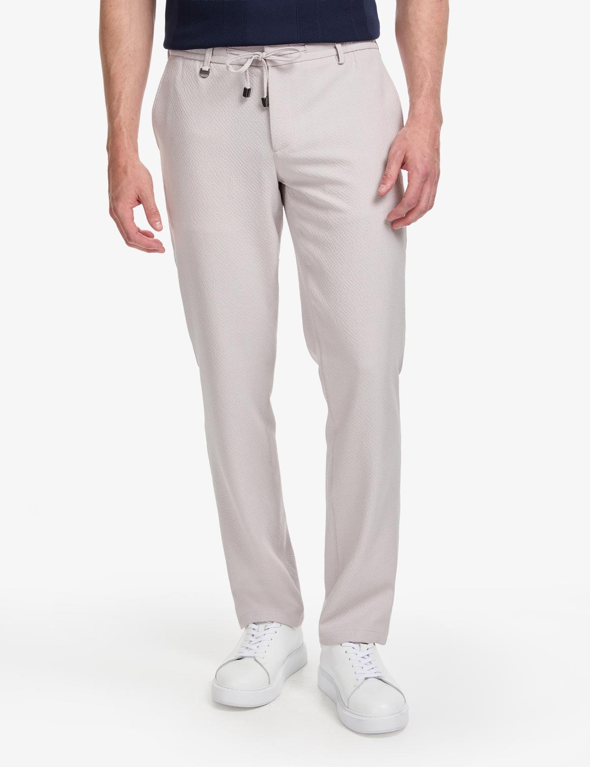 Gri Ex. Slim Fit Beli Kordonlu Pantolon - 50324265047