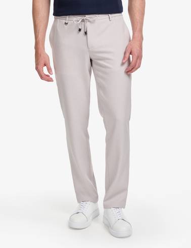 Gri Ex. Slim Fit Beli Kordonlu Pantolon