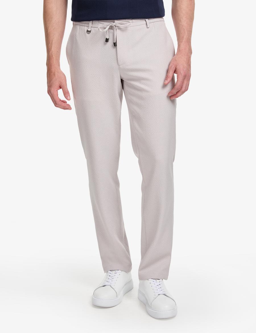 Gri Ex. Slim Fit Beli Kordonlu Pantolon