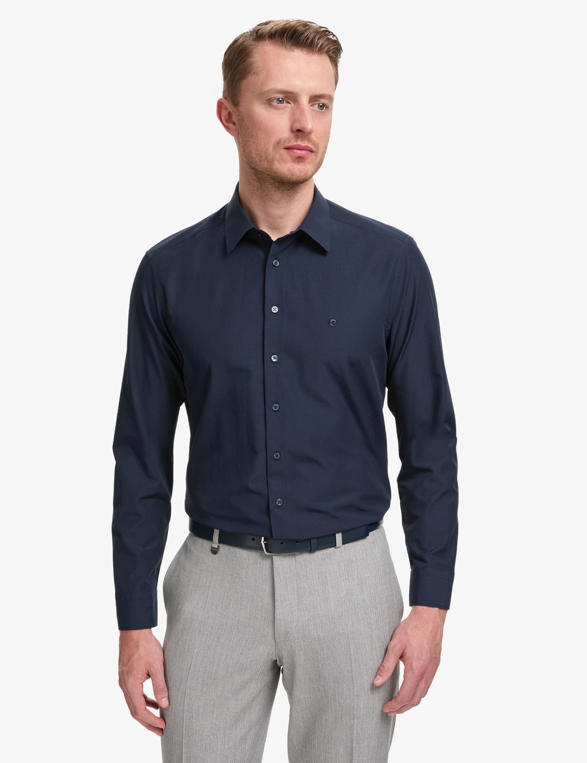 Lacivert Regular Fit Uzun Kollu Basic Gömlek - 50325337042