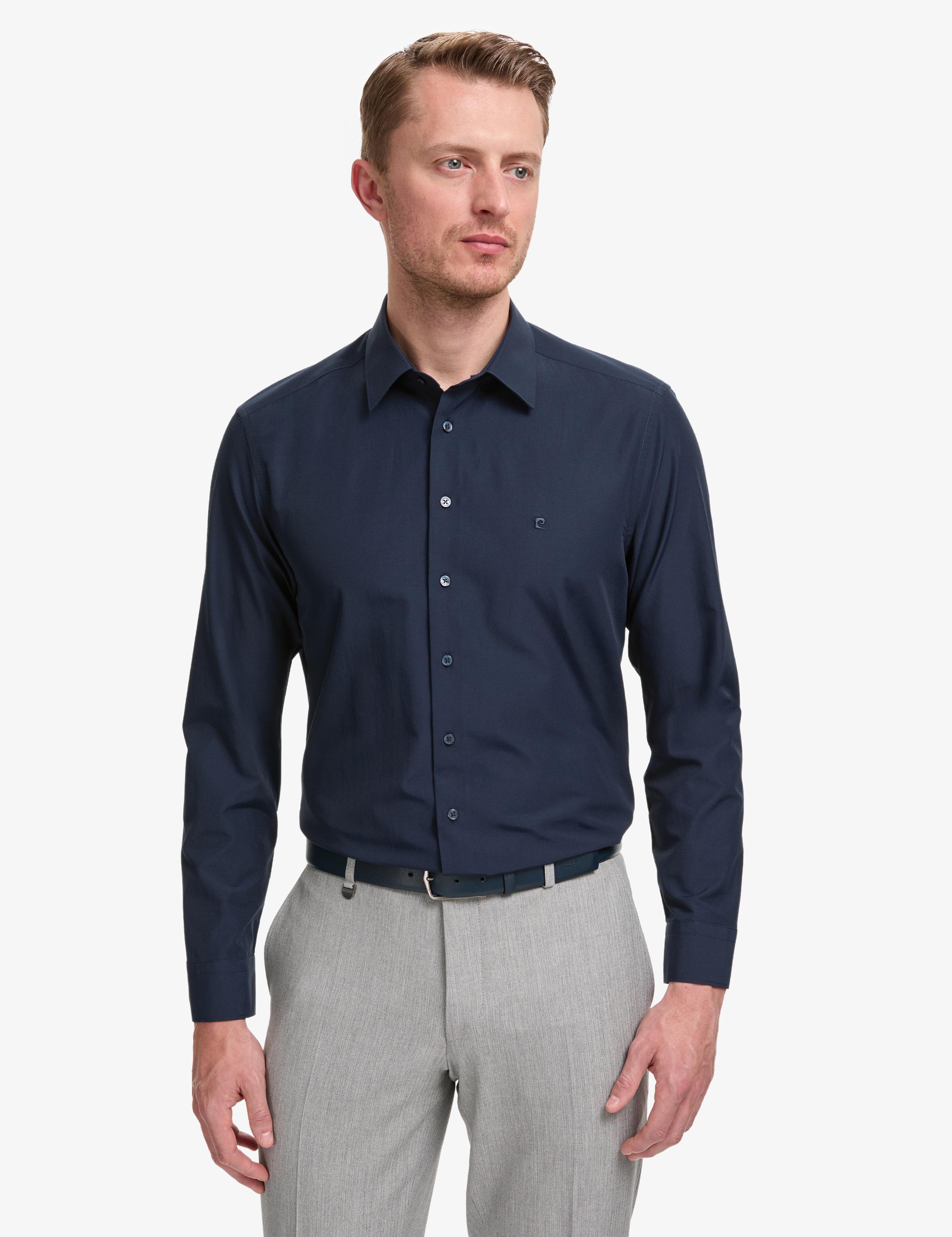 Lacivert Regular Fit Uzun Kollu Basic Gömlek