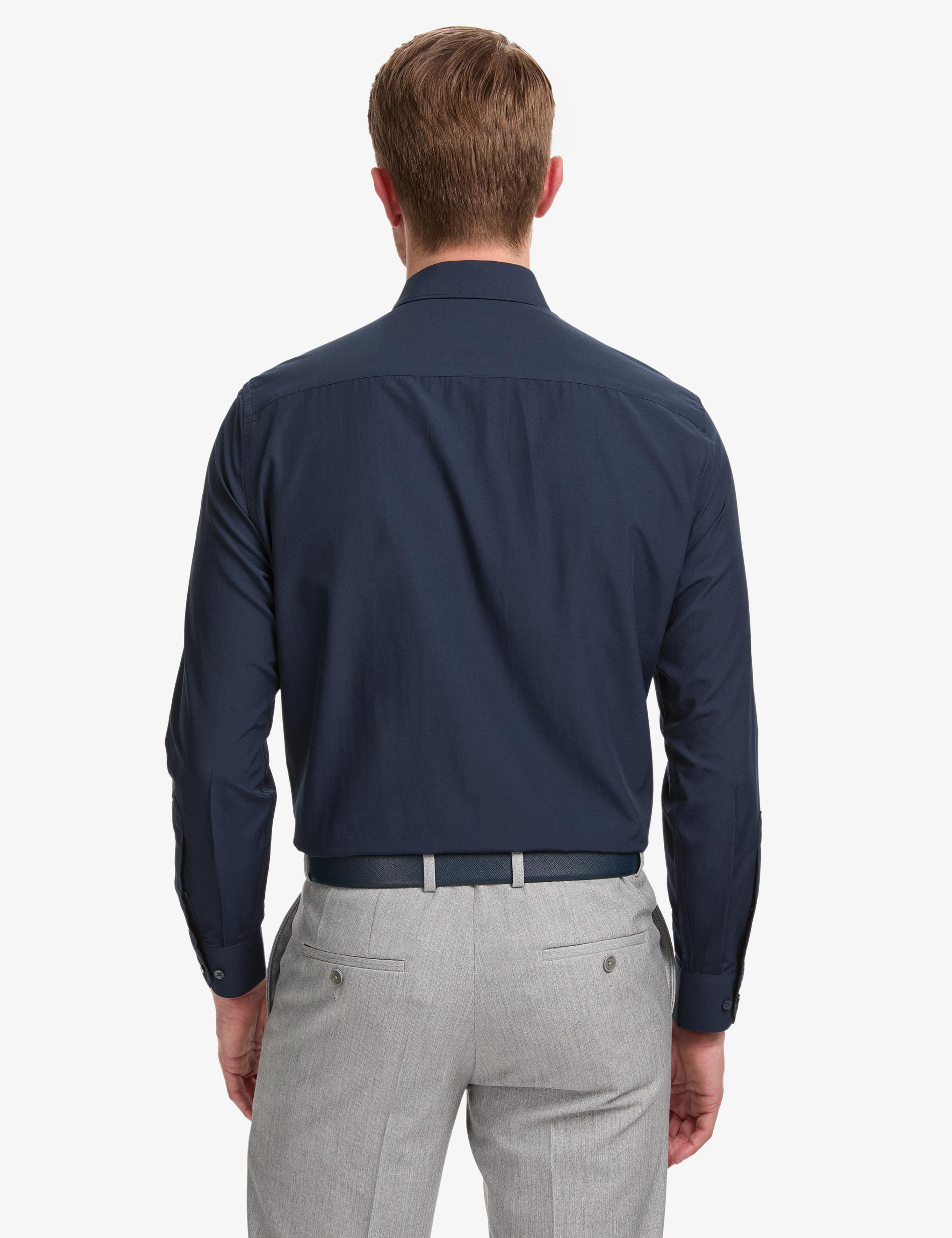 Lacivert Regular Fit Uzun Kollu Basic Gömlek