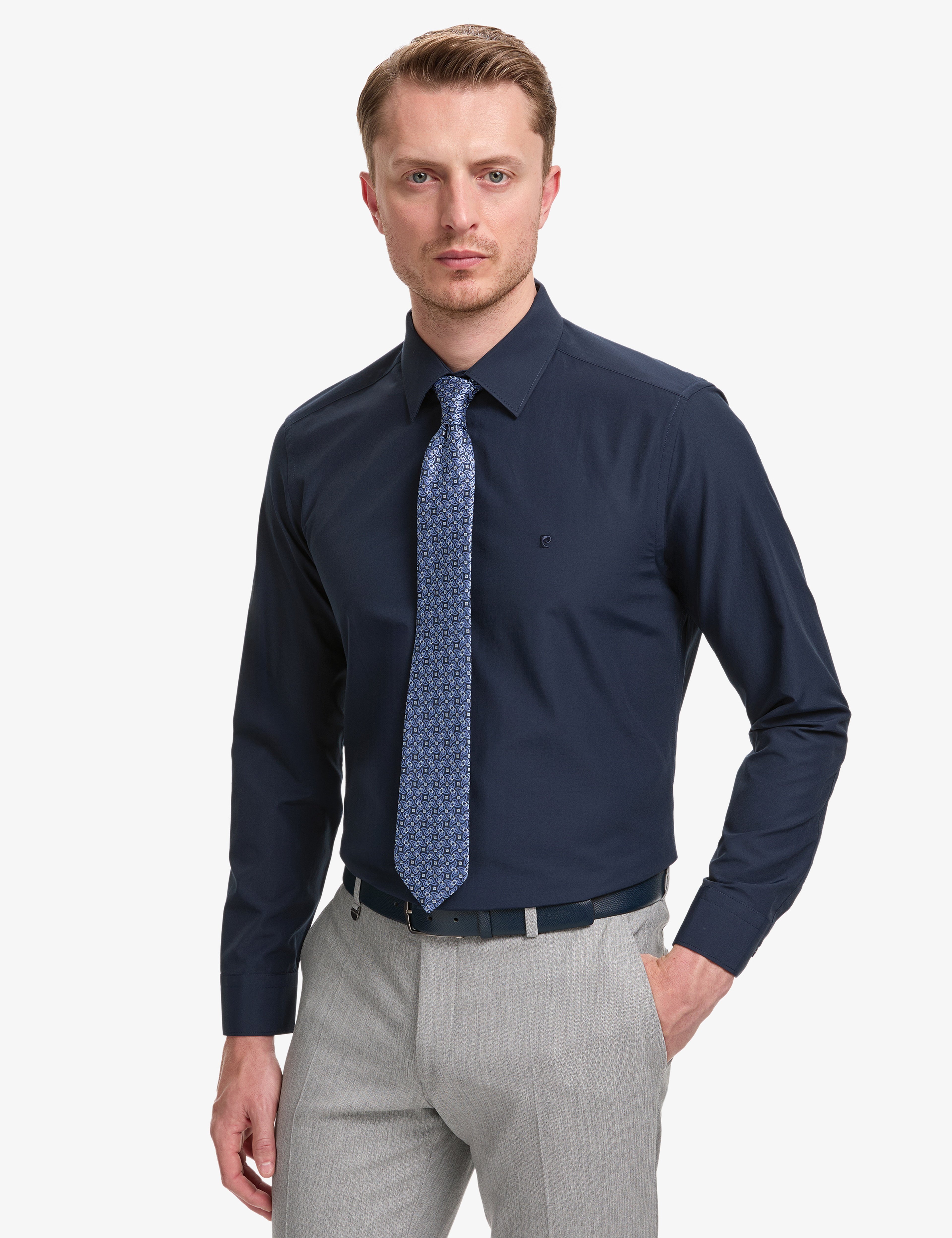 Lacivert Regular Fit Uzun Kollu Basic Gömlek