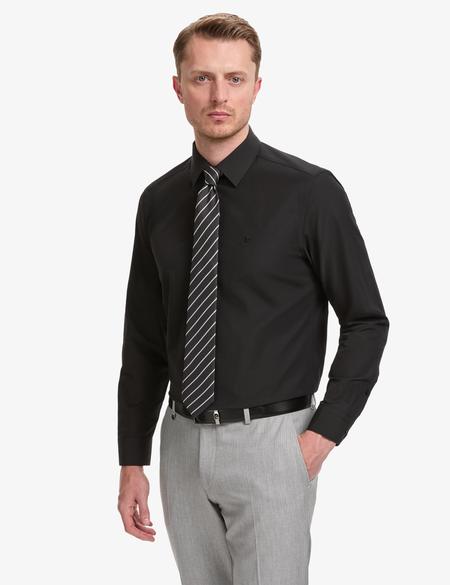 Siyah Regular Fit Uzun Kollu Basic Gömlek - 50325337019