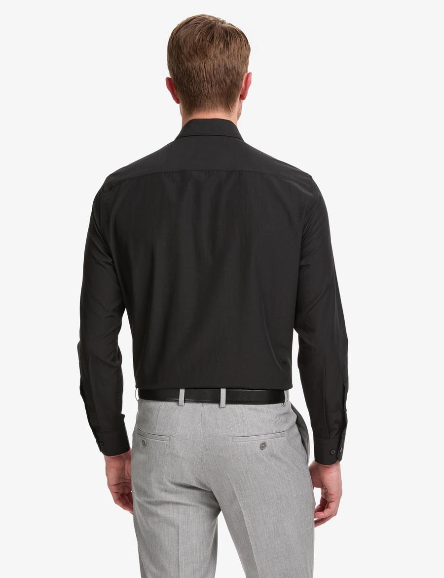 Siyah Regular Fit Uzun Kollu Basic Gömlek