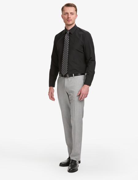 Siyah Regular Fit Uzun Kollu Basic Gömlek - 50325337019