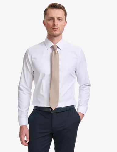 Beyaz Regular Fit Uzun Kollu Basic Gömlek
