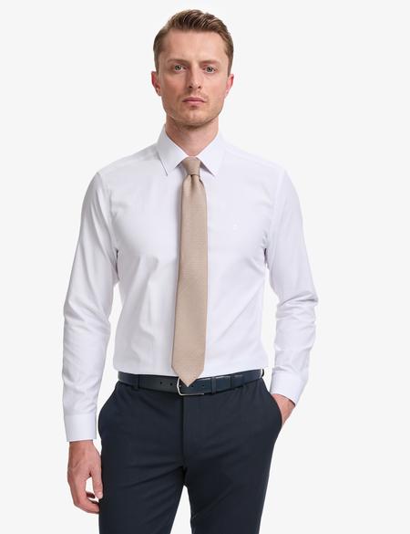 Beyaz Regular Fit Uzun Kollu Basic Gömlek - 50325337001