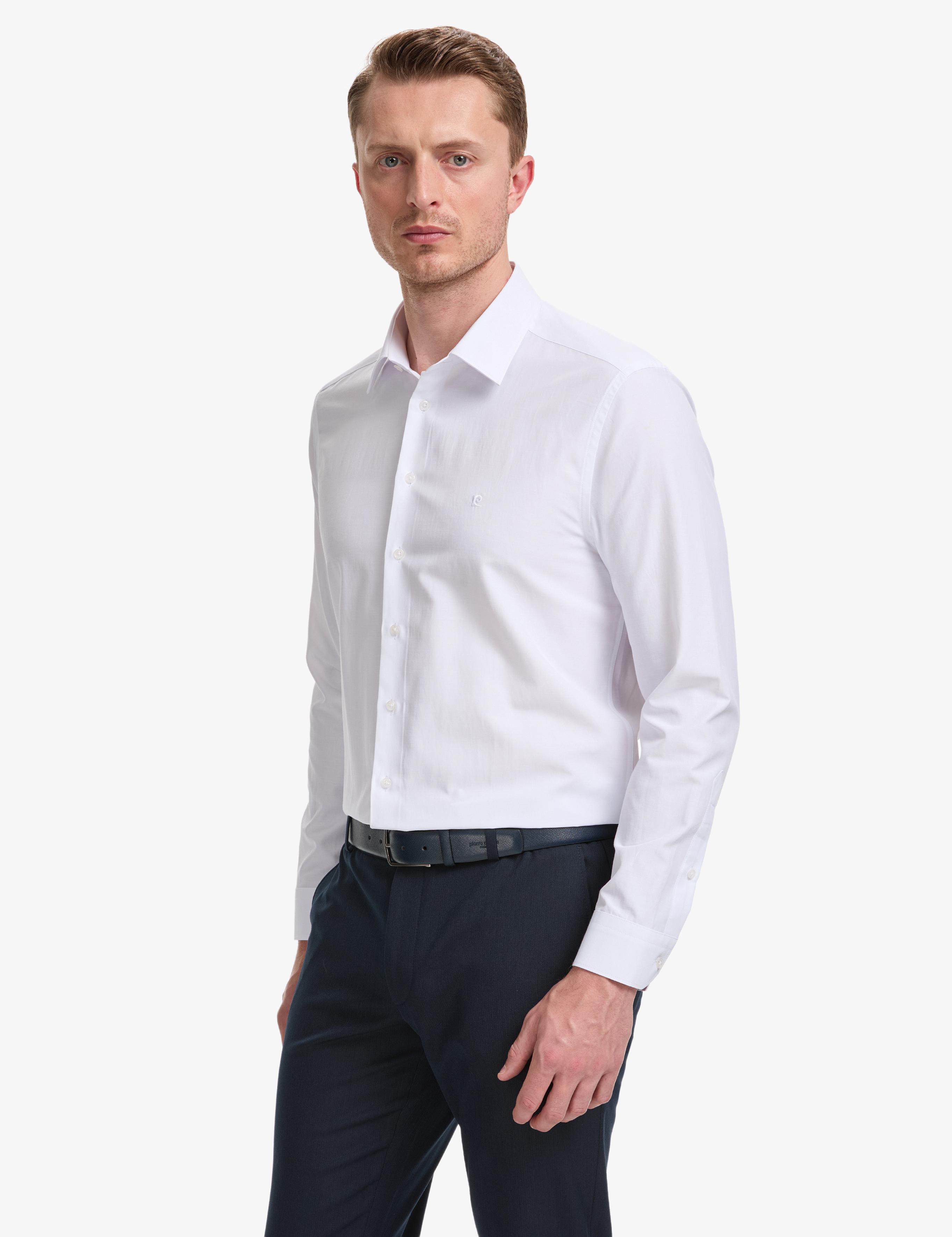 Beyaz Regular Fit Uzun Kollu Basic Gömlek