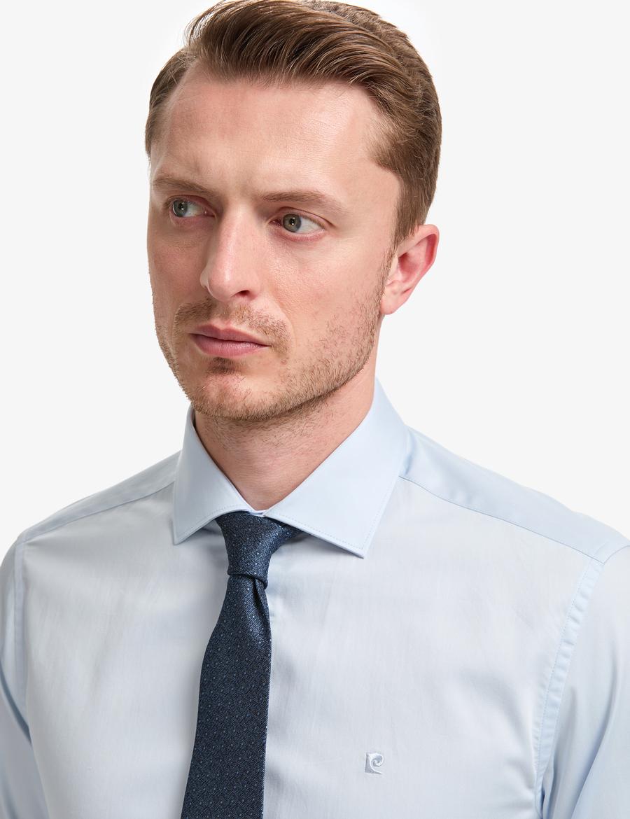 Açık Mavi İtalyan Yaka Slim Fit Basic Gömlek