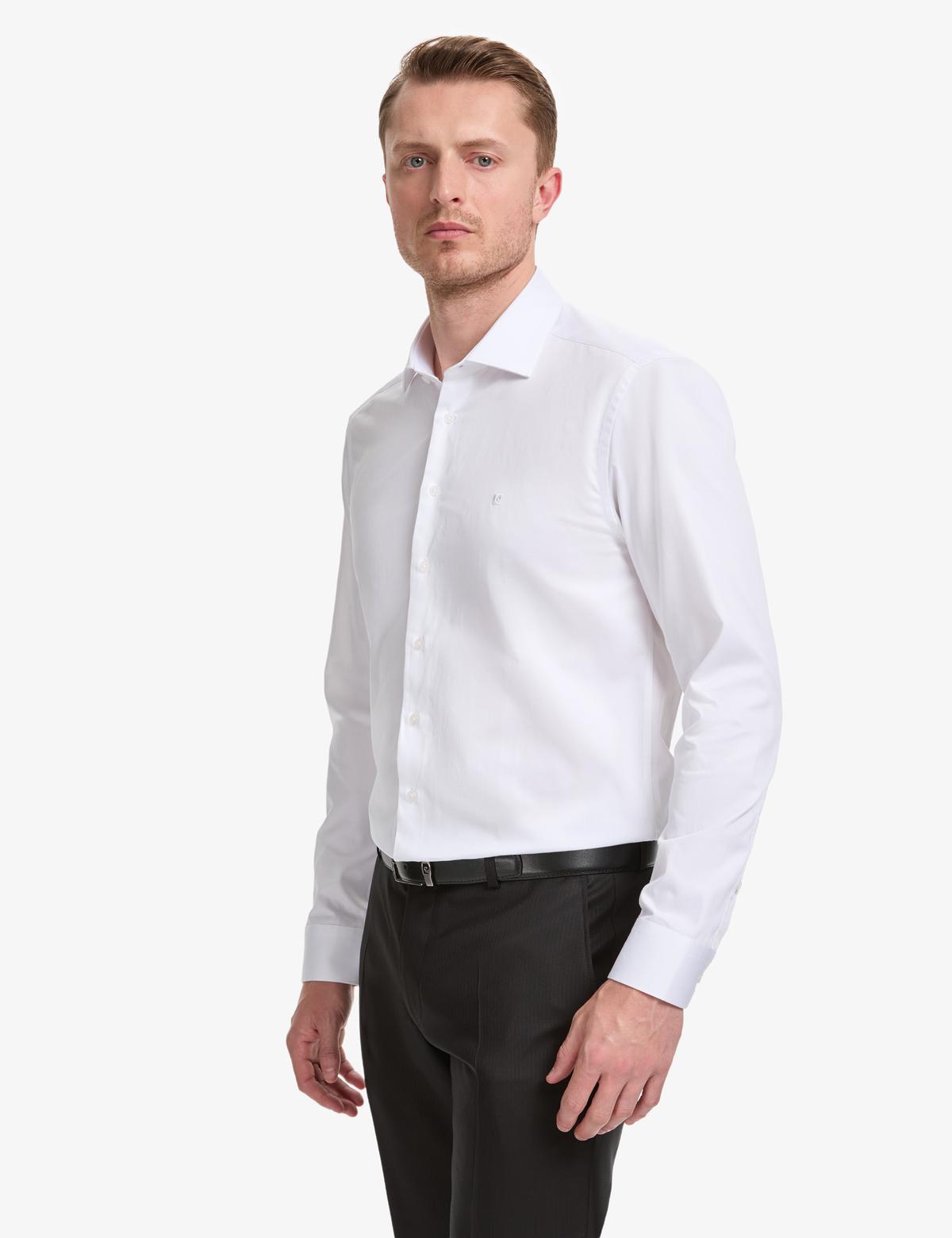 Beyaz İtalyan Yaka Slim Fit Basic Gömlek - 50325328014