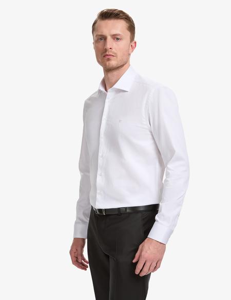 Beyaz İtalyan Yaka Slim Fit Basic Gömlek - 50325328014