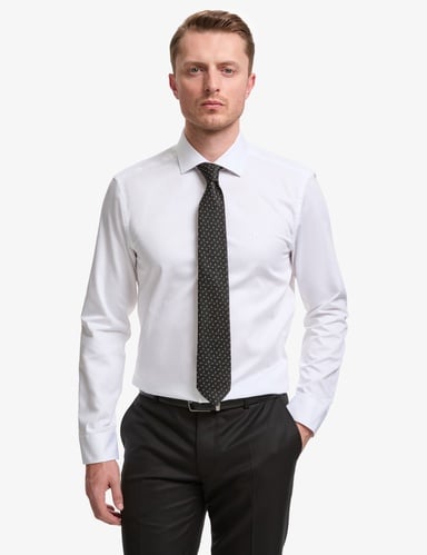 Beyaz İtalyan Yaka Slim Fit Basic Gömlek