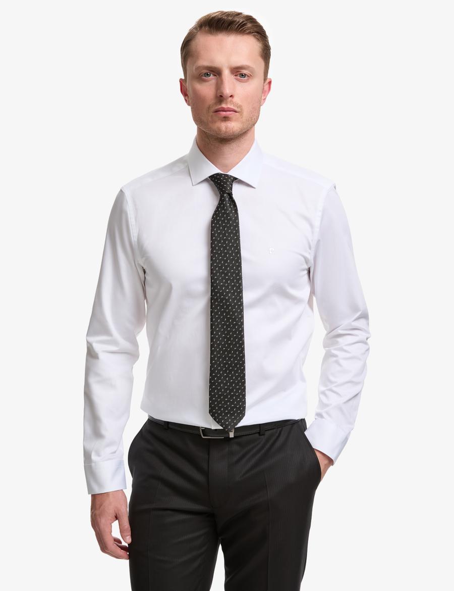 Beyaz İtalyan Yaka Slim Fit Basic Gömlek