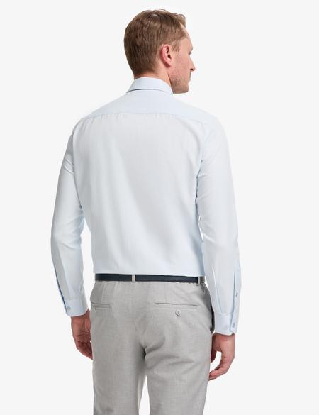 Açık Mavi Slim Fit Armürlü Uzun Kollu Gömlek - 50325354010