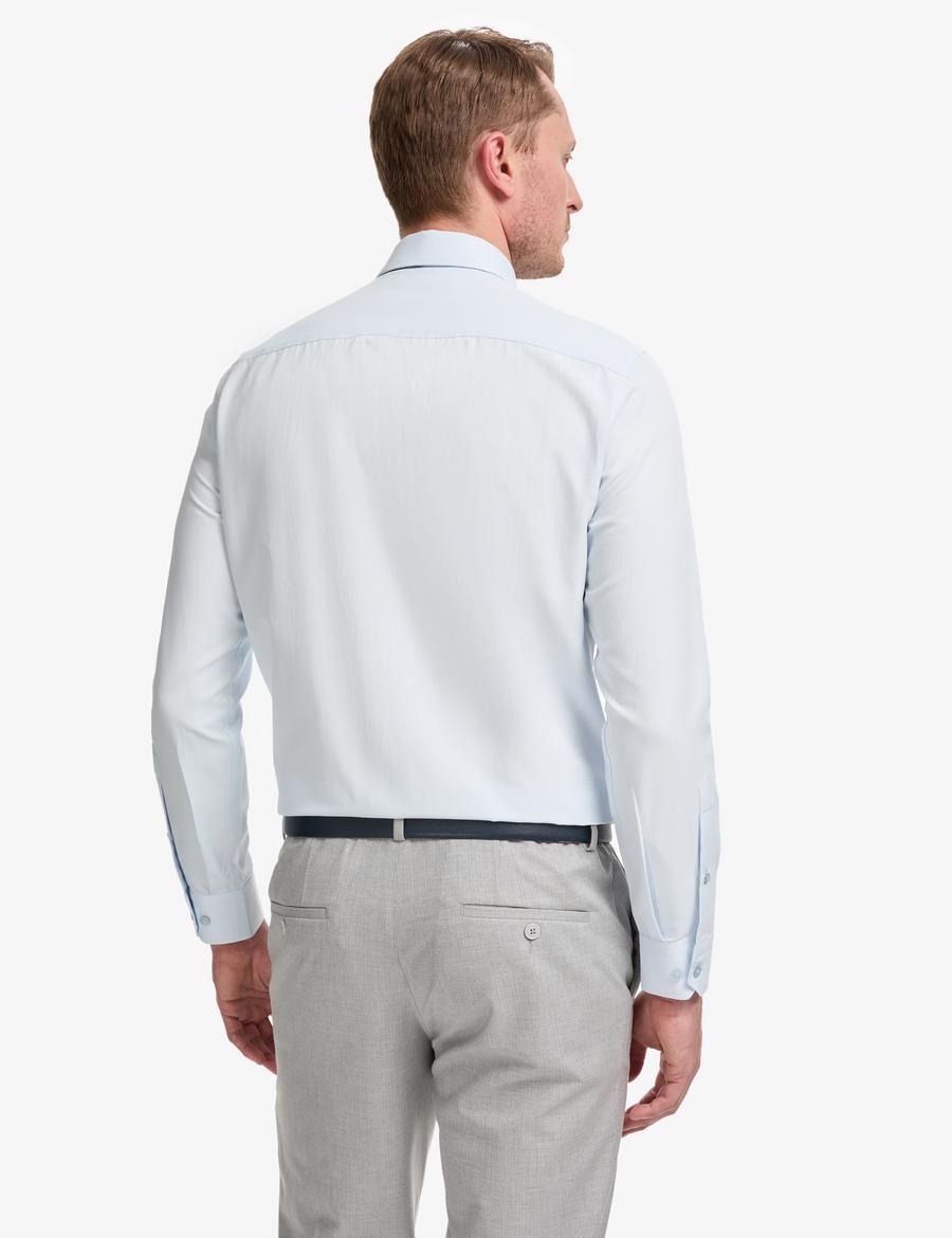 Açık Mavi Slim Fit Armürlü Uzun Kollu Gömlek