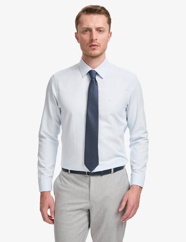 Açık Mavi Slim Fit Armürlü Uzun Kollu Gömlek