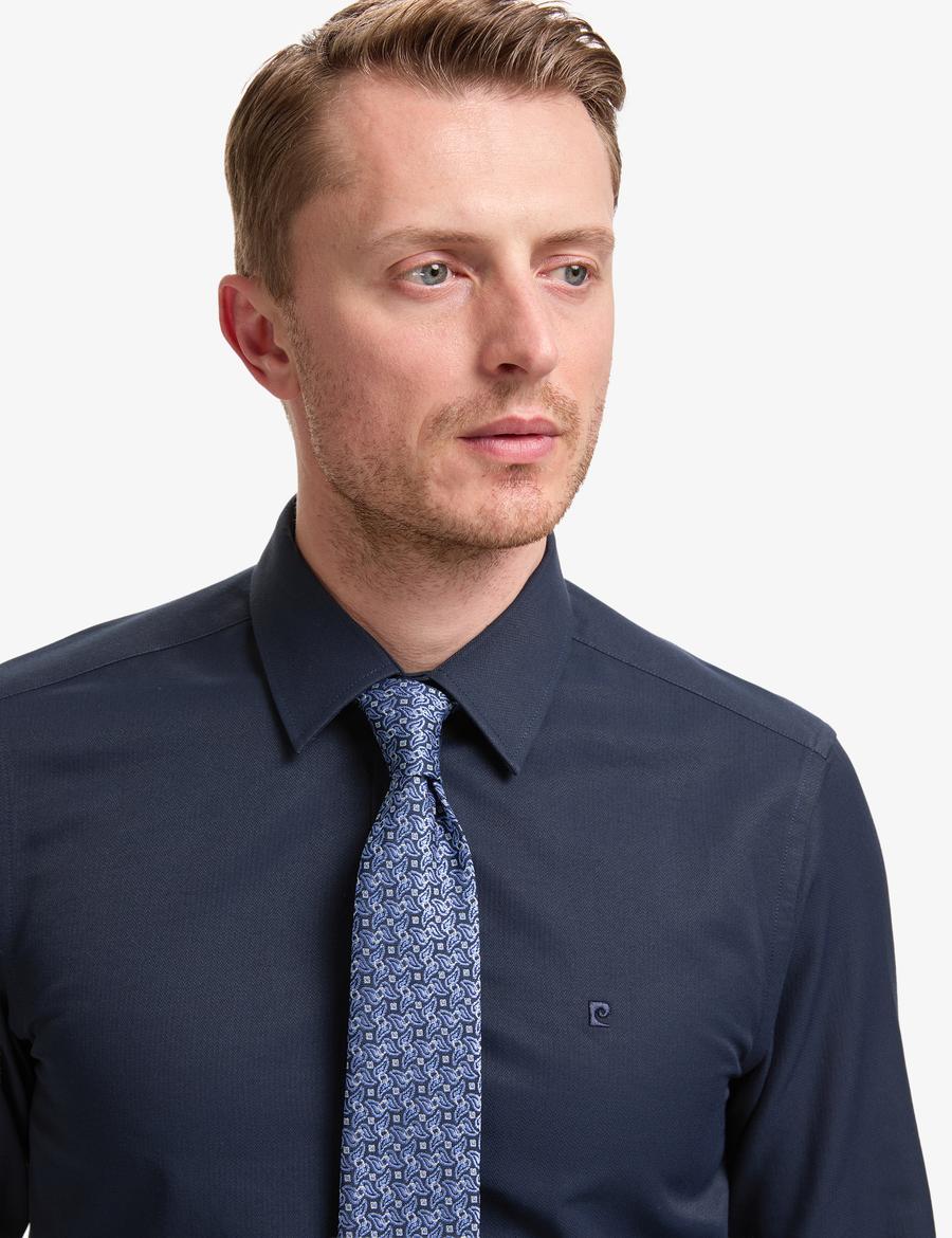 Lacivert Slim Fit Uzun Kollu Gömlek