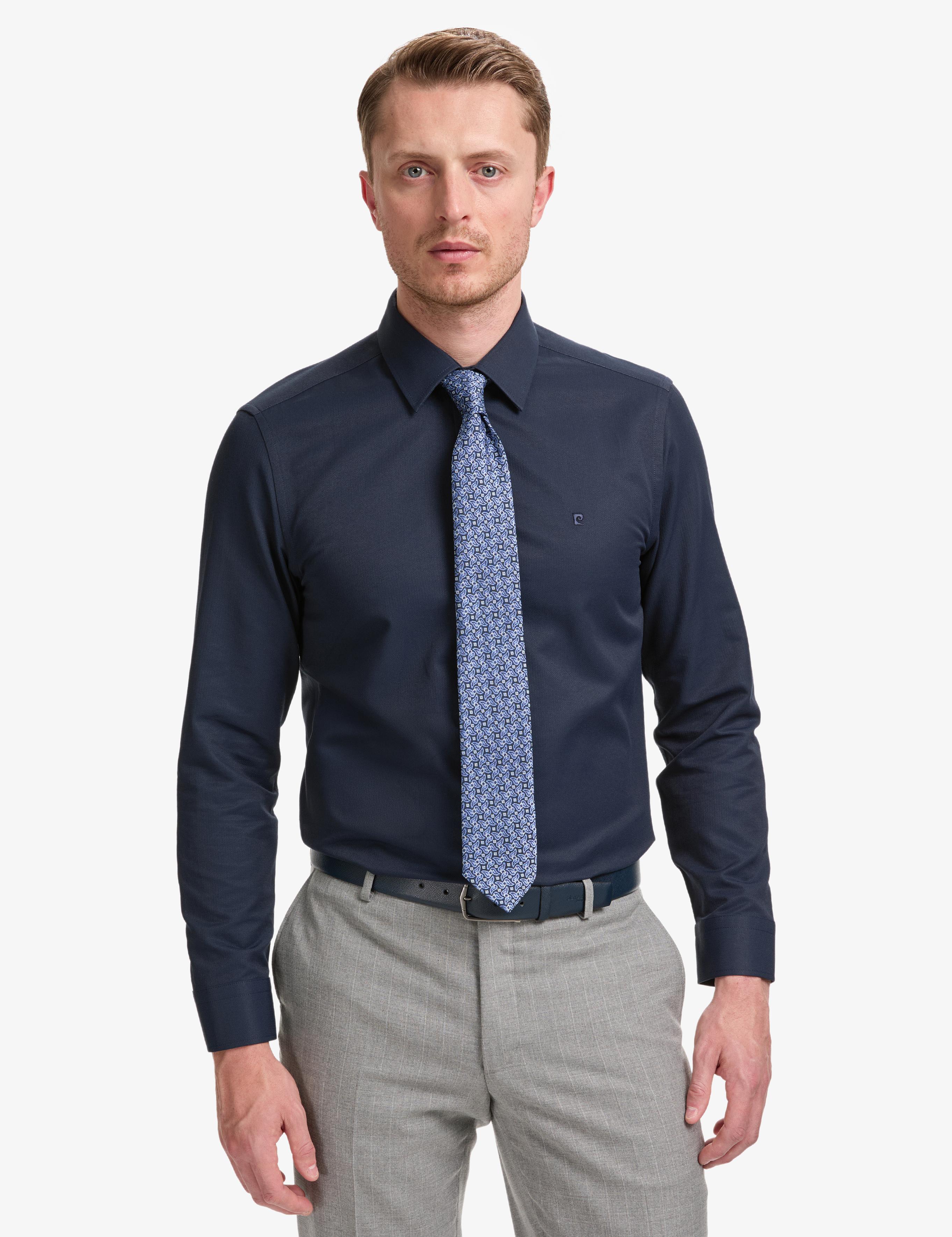 Lacivert Slim Fit Uzun Kollu Gömlek
