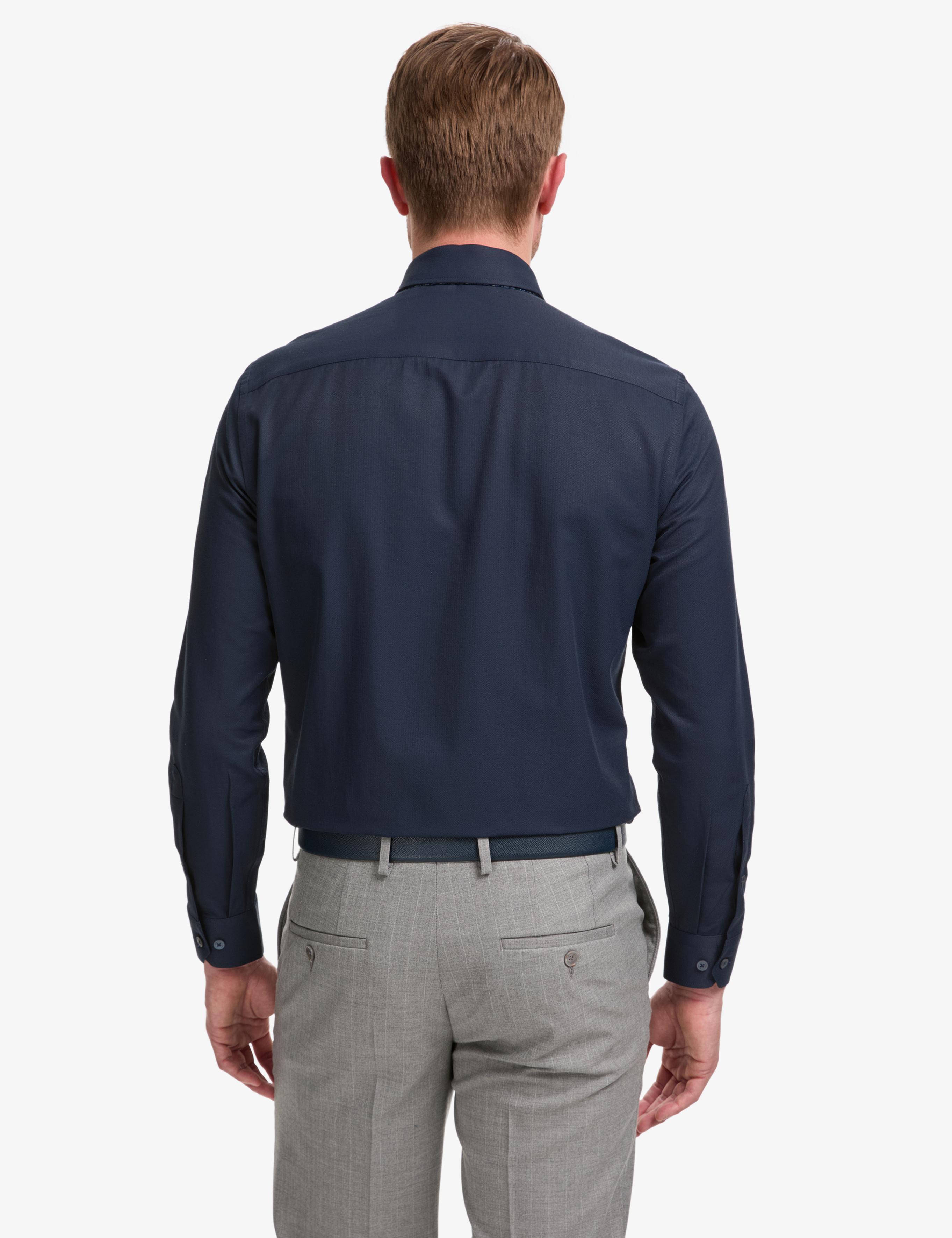 Lacivert Slim Fit Uzun Kollu Gömlek
