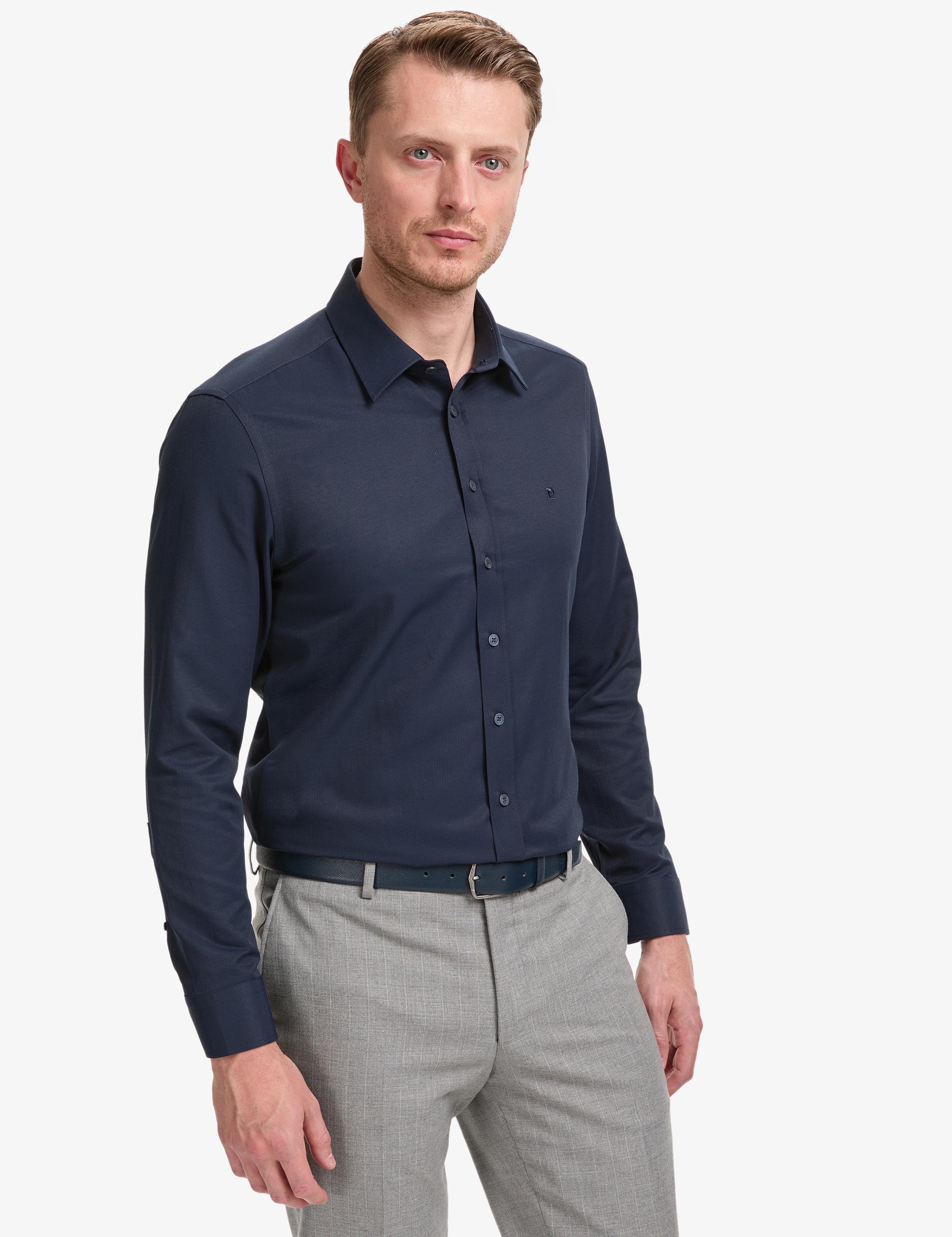 Lacivert Slim Fit Uzun Kollu Gömlek