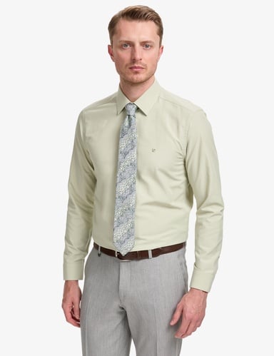 Yeşil Slim Fit Uzun Kollu Basic Gömlek