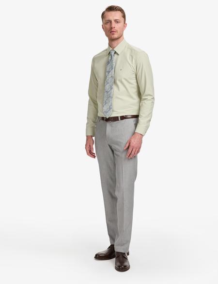 Yeşil Slim Fit Uzun Kollu Basic Gömlek - 50325338053