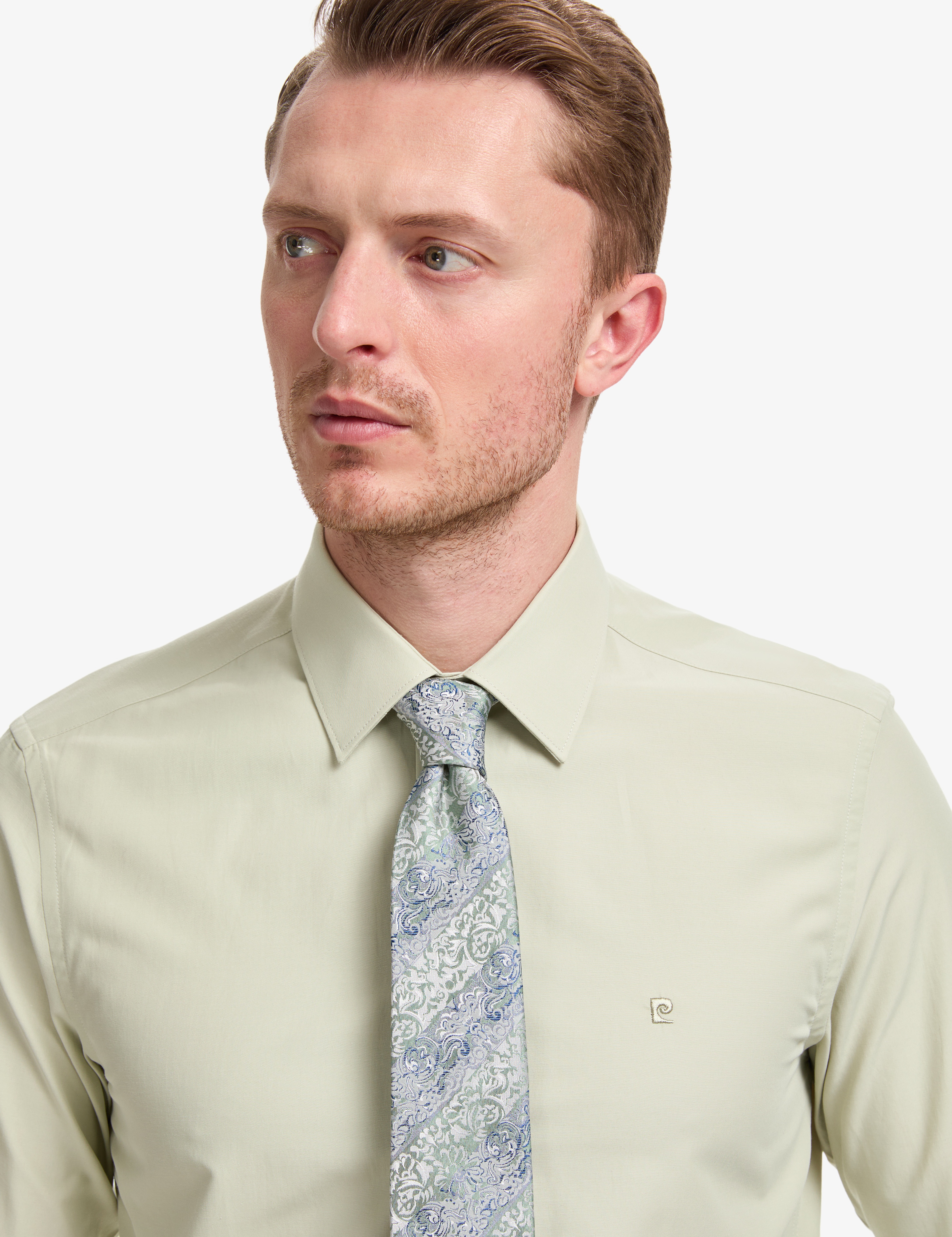 Yeşil Slim Fit Uzun Kollu Basic Gömlek - Image 2