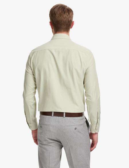 Yeşil Slim Fit Uzun Kollu Basic Gömlek - 50325338053