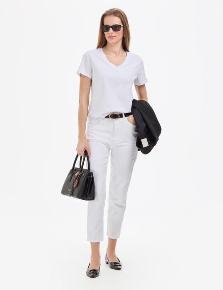 Beyaz Regular Fit Basic Tişört - 50326875005
