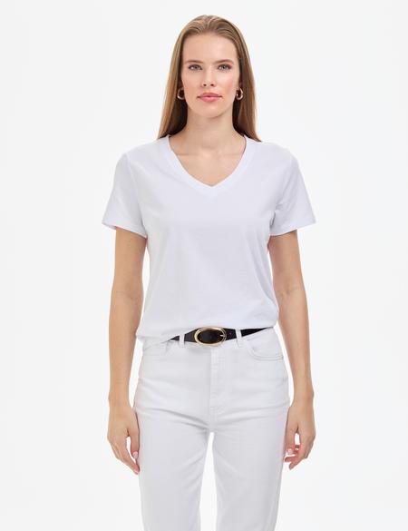 Beyaz Regular Fit Basic Tişört - 50326875005