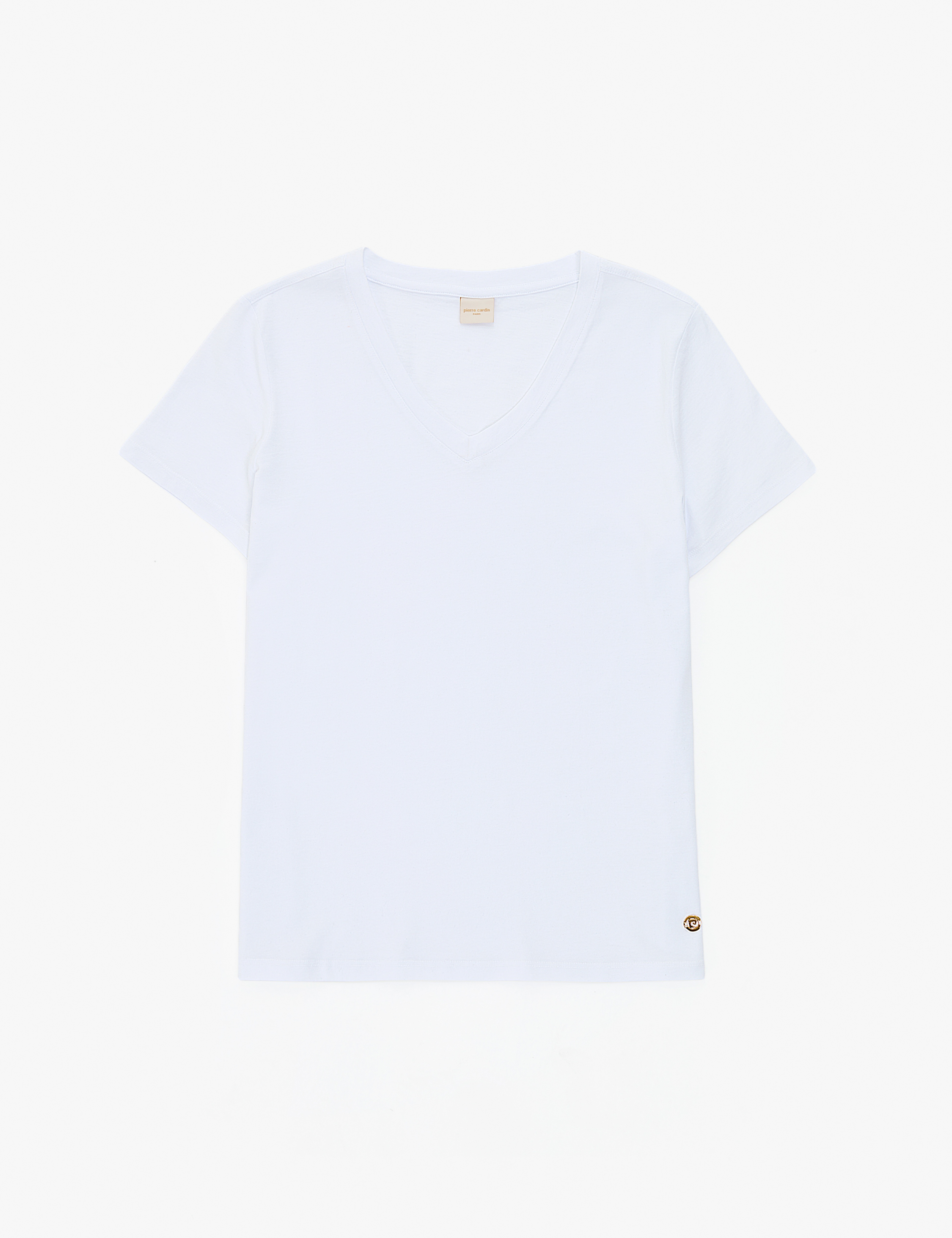 Beyaz Regular Fit V Yaka Basic Tişört - Image 6