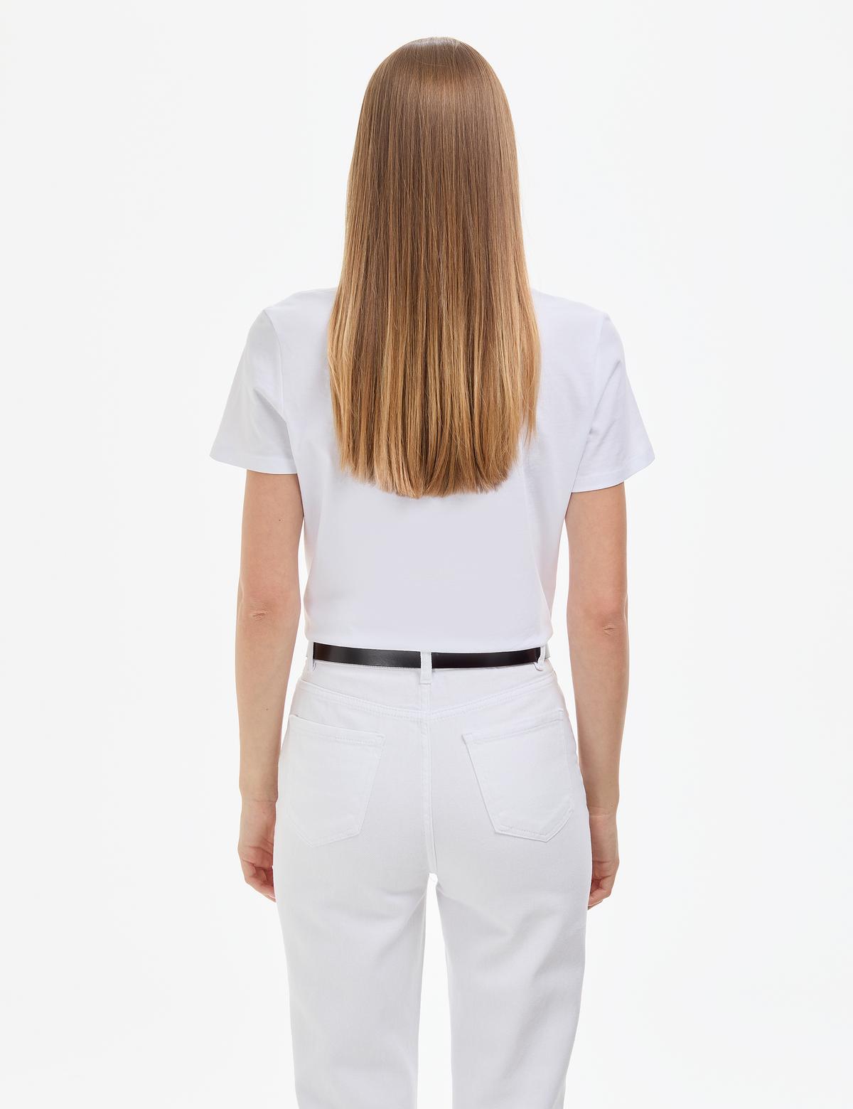 Beyaz Regular Fit Basic Tişört - 50326875005