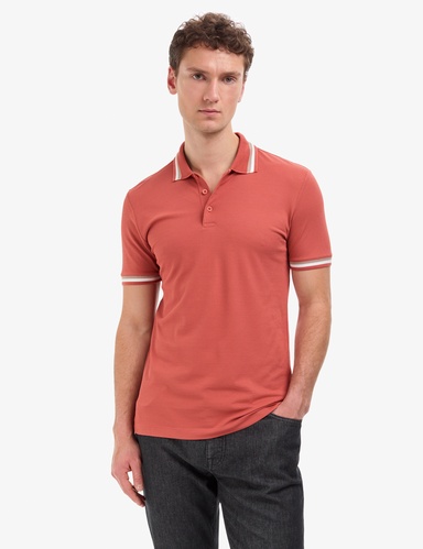 Kiremit Slim Fit Düğmeli Polo Yaka Tişört
