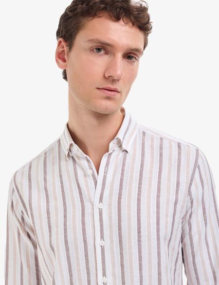 Koyu Kahverengi Regular Fit Uzun Kollu Gömlek - 50320885018
