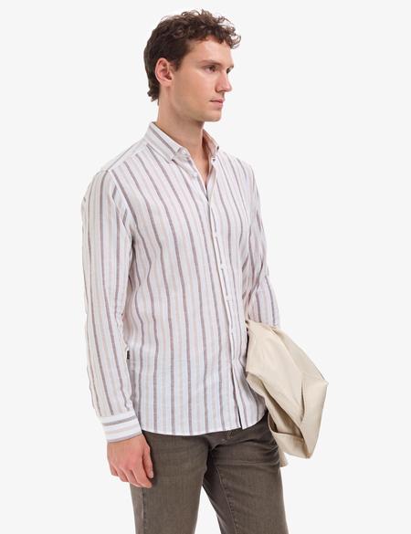 Koyu Kahverengi Regular Fit Uzun Kollu Gömlek - 50320885018