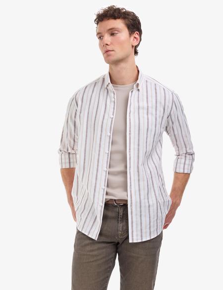 Koyu Kahverengi Regular Fit Uzun Kollu Gömlek - 50320885018