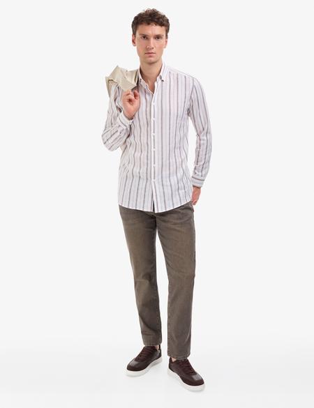 Koyu Kahverengi Regular Fit Uzun Kollu Gömlek - 50320885018