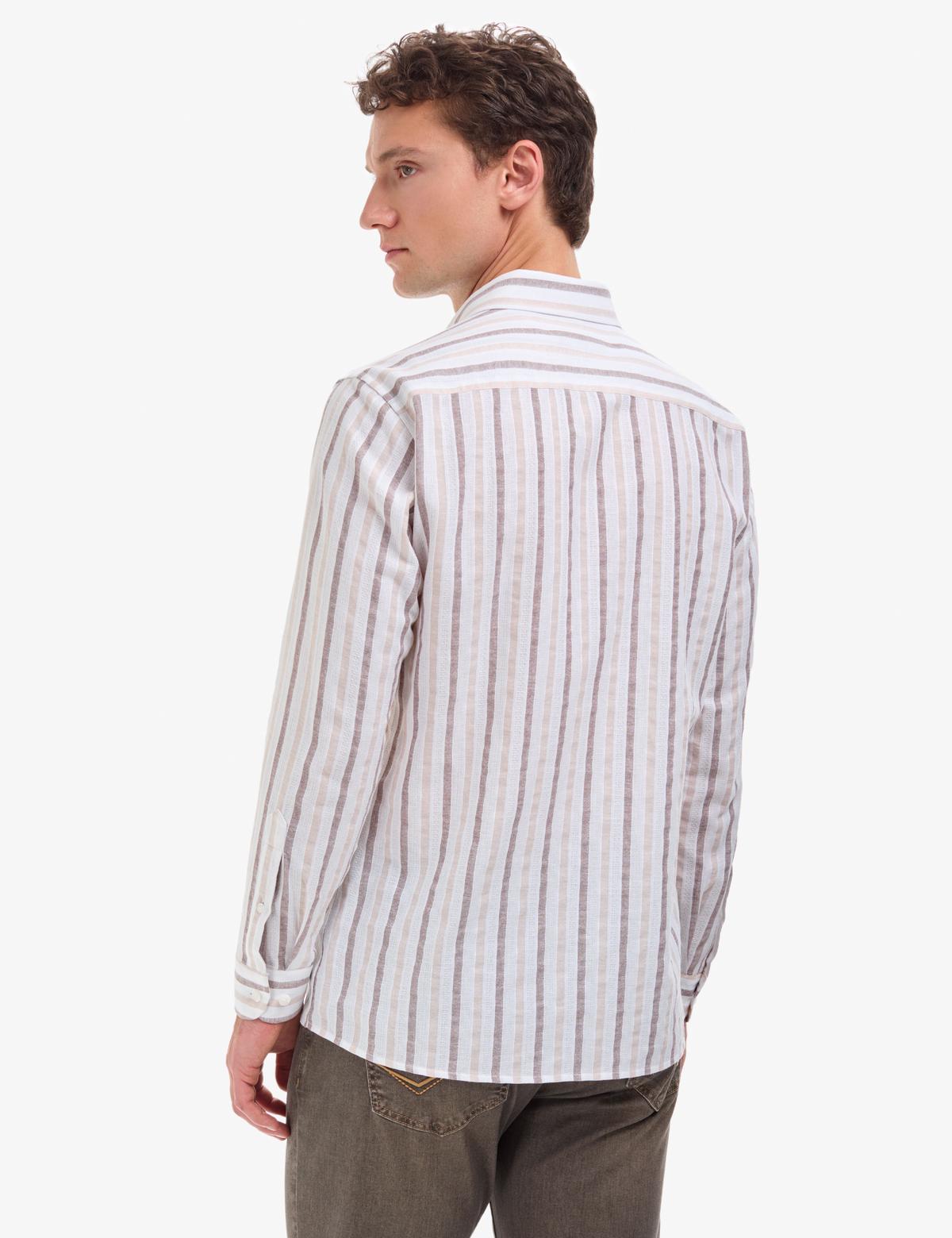 Koyu Kahverengi Regular Fit Uzun Kollu Gömlek - 50320885018