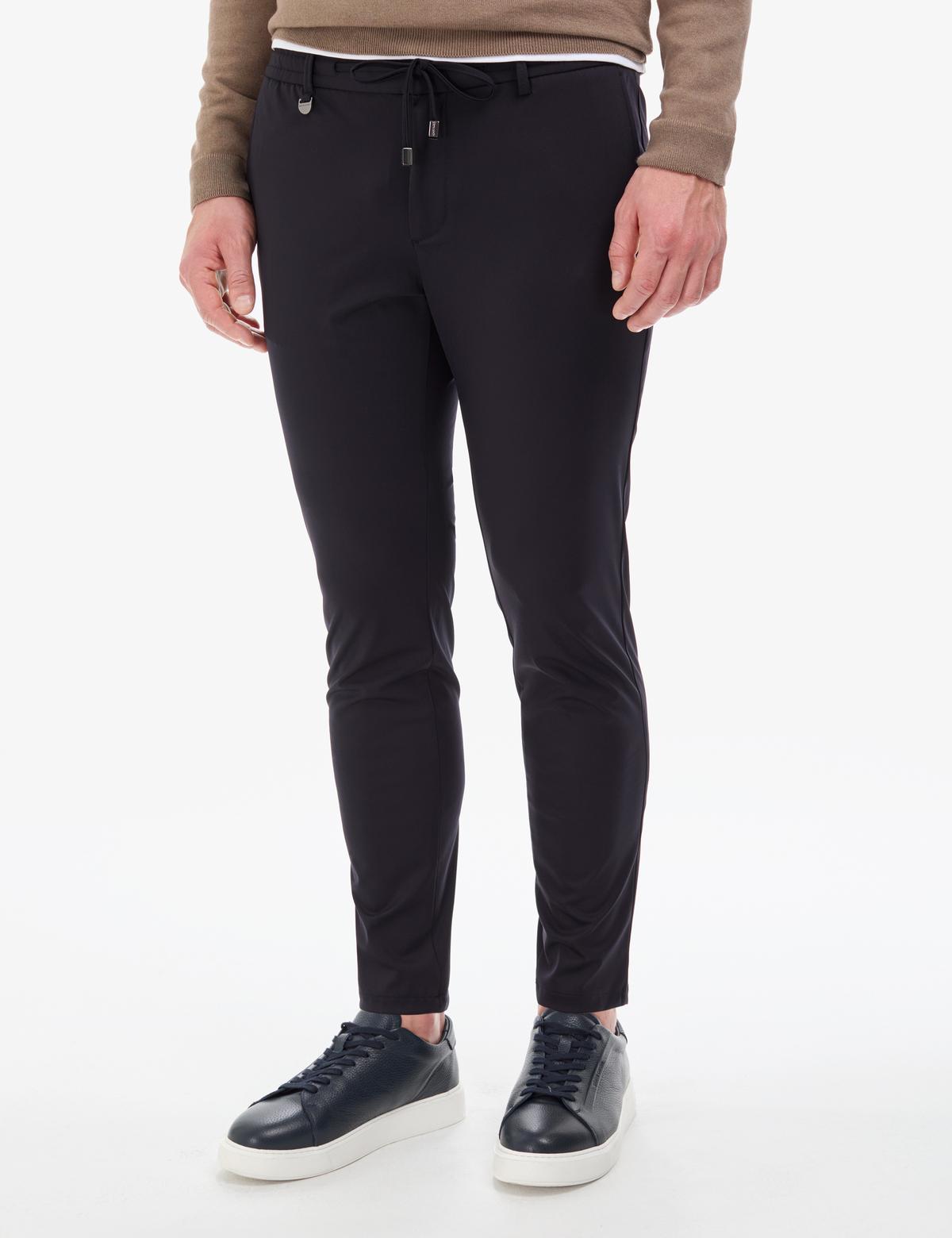 Lacivert Klasik Jogger Beli Kordonlu Pantolon - 50311582039